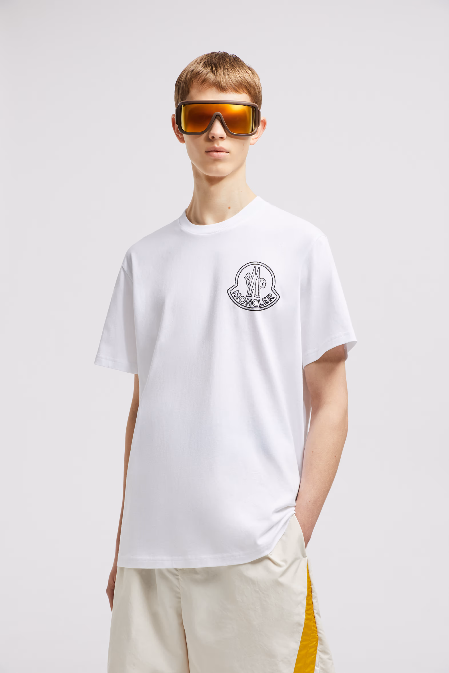 Logo Cotton T-Shirt Men White Moncler 0